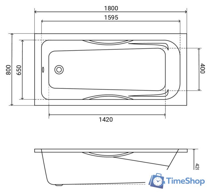 Ванна Lauter Regina 2101418 180x80 с сифоном 21Y32001 (матовый черный) - Изображение №21 — Интернет-магазин Time-Shop
