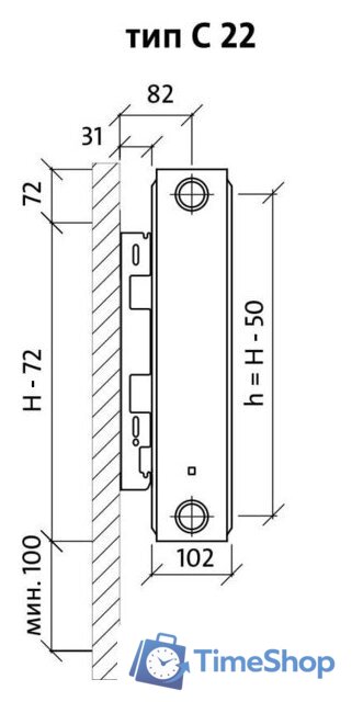 Стальной панельный радиатор Royal Thermo Compact C22-300-1000 (Bianco Traffico) - Изображение №2 — Интернет-магазин Time-Shop