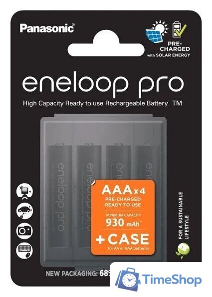 Аккумулятор Panasonic Eneloop Pro AAA BK-4HCDE/4CP+case (4 шт) - Изображение №1 — Интернет-магазин Time-Shop