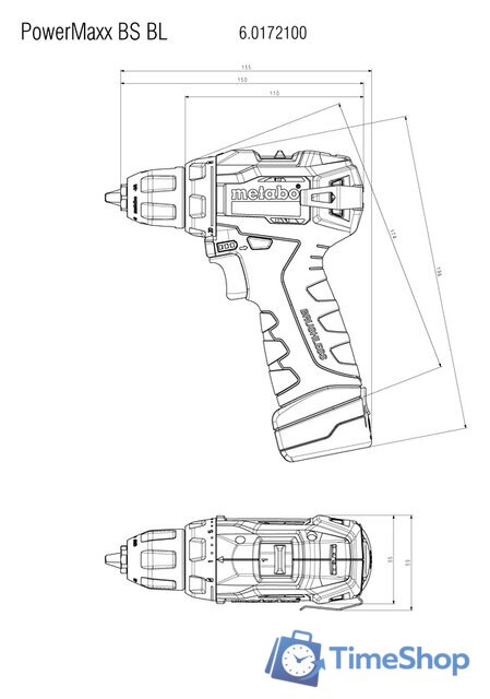 Дрель-шуруповерт Metabo PowerMaxx BS BL 601721500 (с 2-мя АКБ, кейс) - Изображение №2 — Интернет-магазин Time-Shop