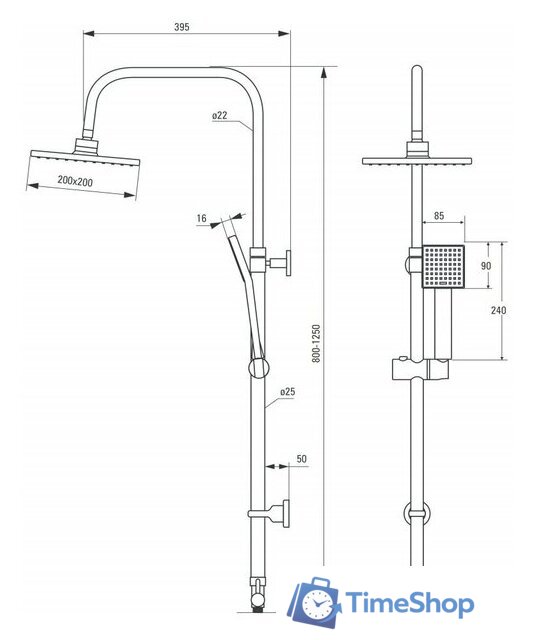 Душевая система  Deante Floks NAC 01FK - Изображение №2 — Интернет-магазин Time-Shop