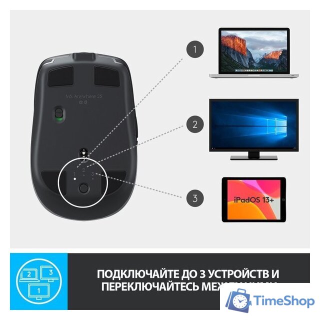 Мышь Logitech MX Anywhere 2S Bluetooth Edition (графитовый) - Изображение №7 — Интернет-магазин Time-Shop