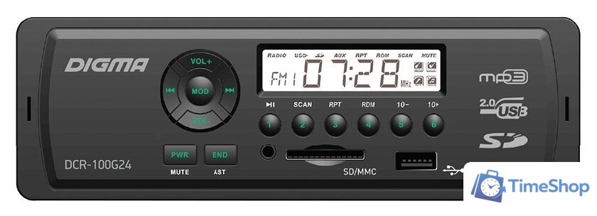 USB-магнитола Digma DCR-100G24 - Изображение №1 — Интернет-магазин Time-Shop