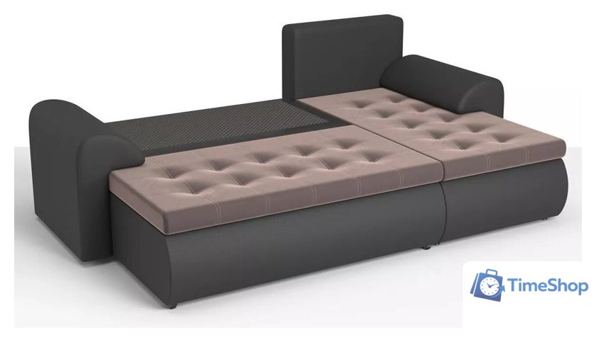 Угловой диван Stolline Ванкувер 07 правый (экокожа черная/велюр коричневый) - Изображение №4 — Интернет-магазин Time-Shop