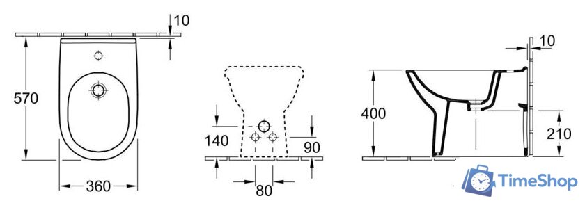 Биде Villeroy & Boch O.Novo [54610001] - Изображение №2 — Интернет-магазин Time-Shop