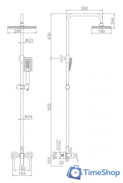 Душевая система  Ledeme L2474 - Изображение №5 — Интернет-магазин Time-Shop