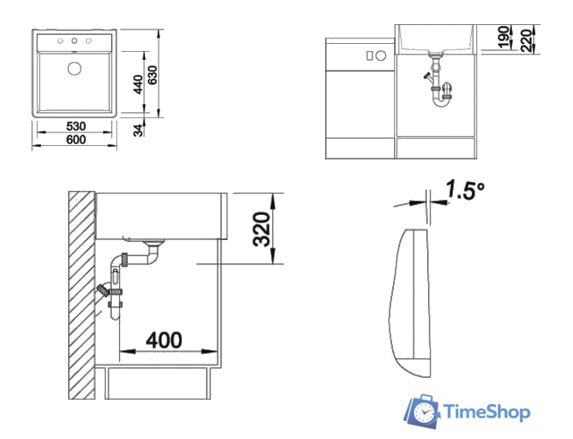 Кухонная мойка Blanco Panor 60 (c одним отверстием для смесителя) - Изображение №8 — Интернет-магазин Time-Shop
