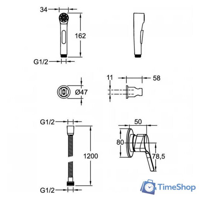 Гигиенический душ Jacob Delafon Elate E24610-BL - Изображение №2 — Интернет-магазин Time-Shop