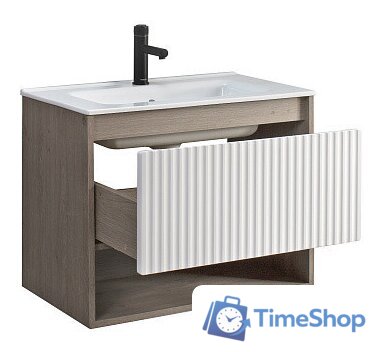  Belux Тумба под умывальник Долли НП 70-01 (177, белый глянцевый/дуб денвер) - Изображение №2 — Интернет-магазин Time-Shop