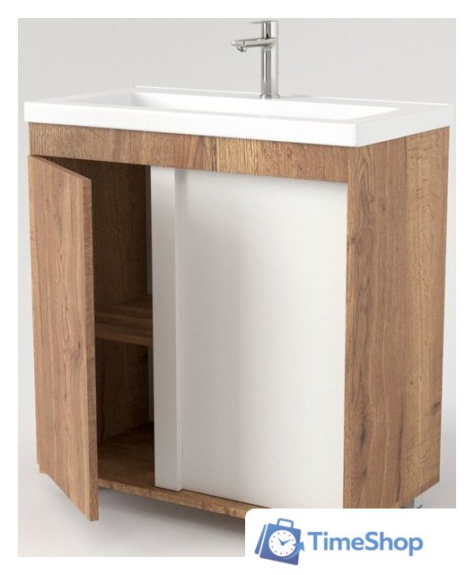  Дабер Тумба под умывальник 013 Тобага/Эридан 80 Т13.8Т.0.21 (дуб галифакс/белый) - Изображение №2 — Интернет-магазин Time-Shop