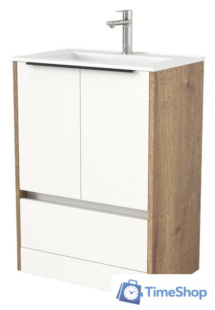  Дабер Тумба под умывальник 017 60 Т17.6.0.21Ч (дуб галифакс/белый/ручка черная) - Изображение №1 — Интернет-магазин Time-Shop