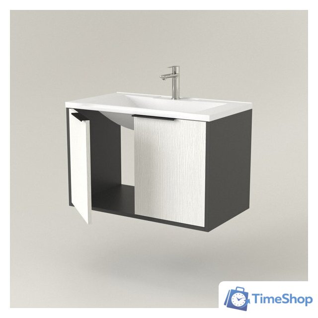  Дабер Тумба под умывальник 018 Andrea Elen 80 Т18.8А.0.20Ч (белый древесный/серый/ручка черная) - Изображение №3 — Интернет-магазин Time-Shop