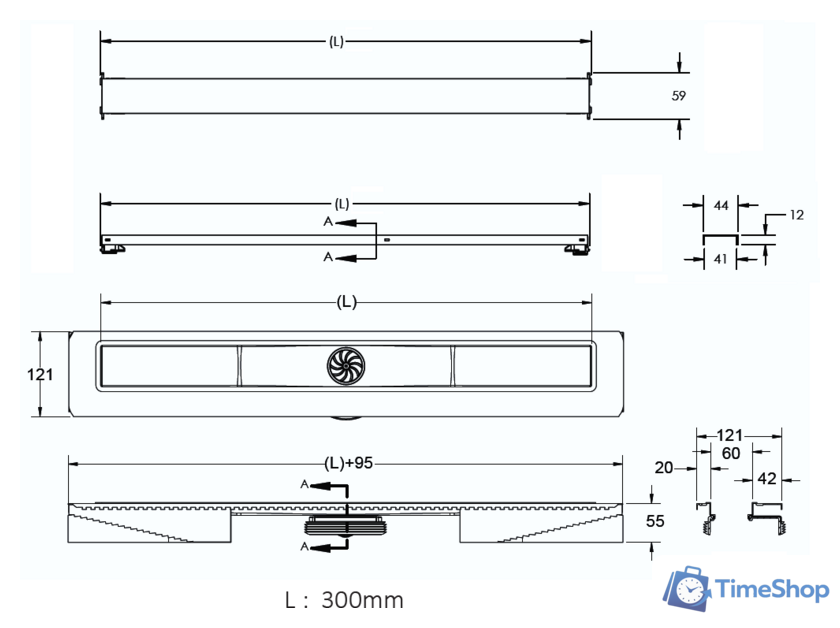 Трап/канал Berges Wasserhaus С1 Norma 300 (матовый хром) - Изображение №7 — Интернет-магазин Time-Shop