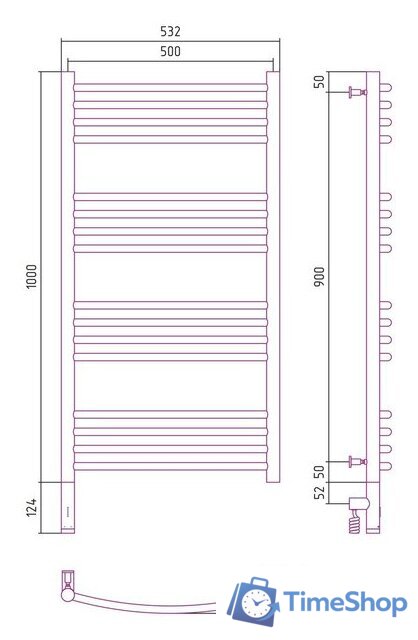 Полотенцесушитель Сунержа Богема 3.0 выгнутая 1000х500 МЭМ левый 31-5802-1050 - Изображение №4 — Интернет-магазин Time-Shop
