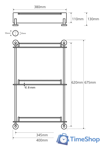  Bemeta Этажерка Omega 104202132 - Изображение №2 — Интернет-магазин Time-Shop