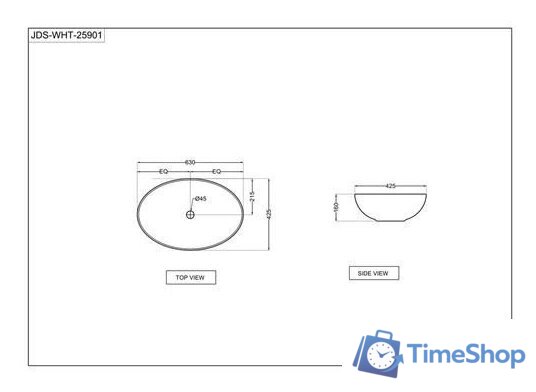 Умывальник Jaquar JDS-WHT-25901 - Изображение №2 — Интернет-магазин Time-Shop