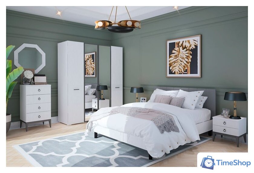 Кровать Ангстрем Хилтон спальня ХТ-800.26 исп.21 (Д1, белый премиум) - Изображение №5 — Интернет-магазин Time-Shop