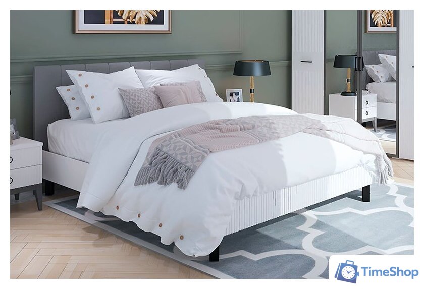 Кровать Ангстрем Хилтон спальня ХТ-800.26 исп.21 (Д1, белый премиум) - Изображение №2 — Интернет-магазин Time-Shop