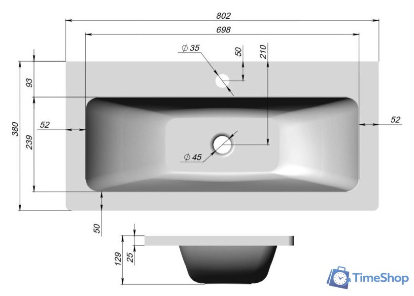 Умывальник BelBagno BB800/380-LV-MR-ETN - Изображение №3 — Интернет-магазин Time-Shop
