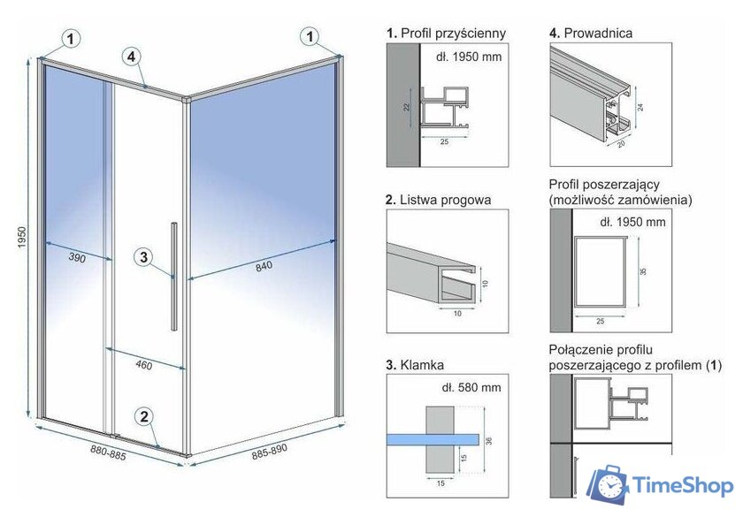 Душевой уголок Rea Solar 90x90 (черный/прозрачное стекло) - Изображение №5 — Интернет-магазин Time-Shop