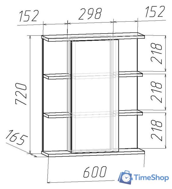  Интермебель Шкаф с зеркалом H-06.ШН-03.00 - Изображение №2 — Интернет-магазин Time-Shop