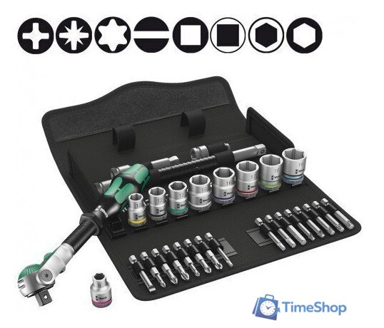 Набор трещотка с головками и битами Wera WE-004046 (29 предметов) - Изображение №1 — Интернет-магазин Time-Shop