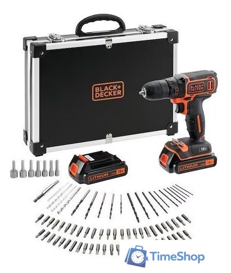 Дрель-шуруповерт Black & Decker BDCDC18BAFC (с 2-мя АКБ, кейс) - Изображение №1 — Интернет-магазин Time-Shop