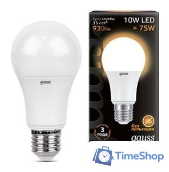 Светодиодная лампочка Gauss A60 E27 10 Вт 3000 K 102502110 - Изображение №1 — Интернет-магазин Time-Shop