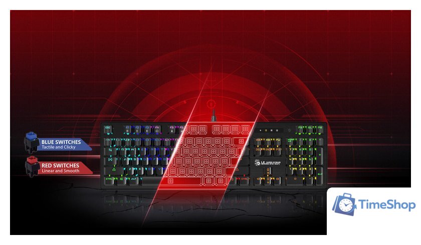 Клавиатура A4Tech Bloody B825R (Light Strike Red) - Изображение №5 — Интернет-магазин Time-Shop