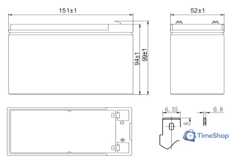 Аккумулятор для ИБП Delta HR 12-24W (12В/6 А·ч) - Изображение №2 — Интернет-магазин Time-Shop
