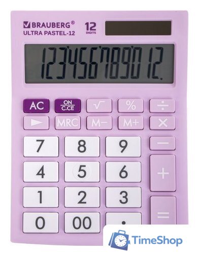 Бухгалтерский калькулятор BRAUBERG Ultra Pastel-12-PR 250505 (сиреневый) - Изображение №1 — Интернет-магазин Time-Shop
