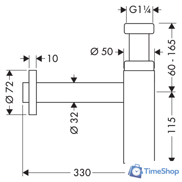 Сифон Hansgrohe Flowstar S 52105000 - Изображение №2 — Интернет-магазин Time-Shop