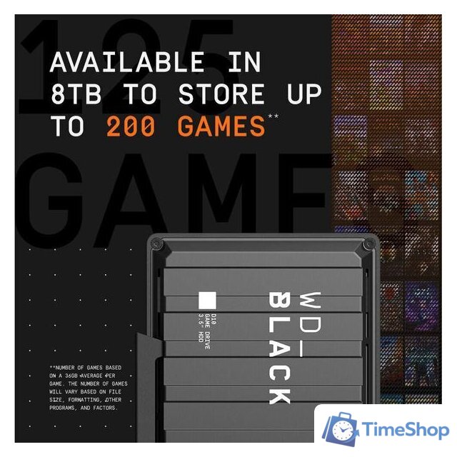 Внешний накопитель WD Black D10 Game Drive 8TB WDBA3P0080HBK - Изображение №8 — Интернет-магазин Time-Shop