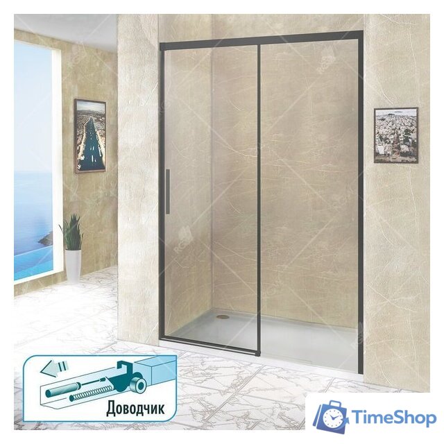 Стеклянная шторка для ванны RGW Leipzig LE-12B 34121216-14 (черный/прозрачное стекло) - Изображение №2 — Интернет-магазин Time-Shop