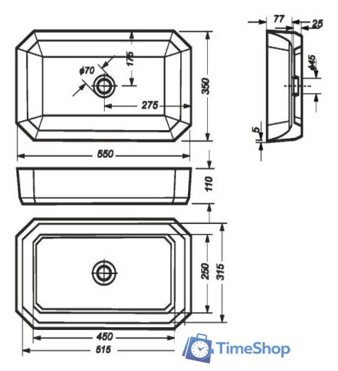 Умывальник Sanita Luxe Line 55 LINSLWB01 - Изображение №8 — Интернет-магазин Time-Shop