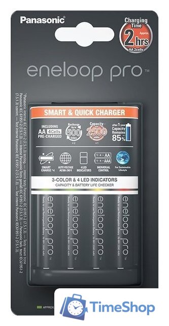 Аккумуляторы + зарядное Panasonic Smart-Quick Charger 4xAA 2500 mAh - Изображение №1 — Интернет-магазин Time-Shop