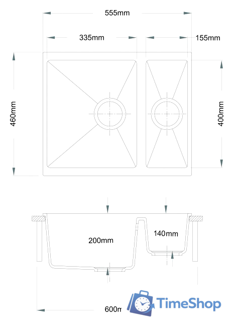Кухонная мойка Longran Enigma ENG555.460 15 (sabbia/58) - Изображение №2 — Интернет-магазин Time-Shop