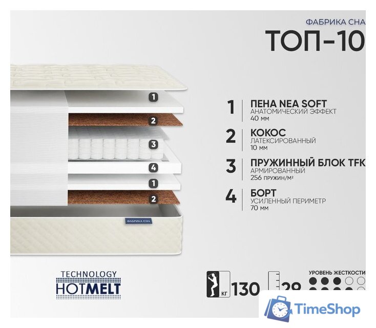 Матрас Фабрика сна Топ-10 180x200 - Изображение №2 — Интернет-магазин Time-Shop