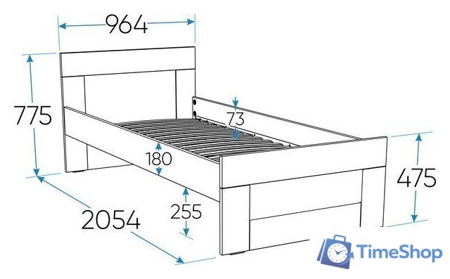 Кровать Mio Tesoro Нави 90x200 2.15.04.040.4 (серый) - Изображение №4 — Интернет-магазин Time-Shop