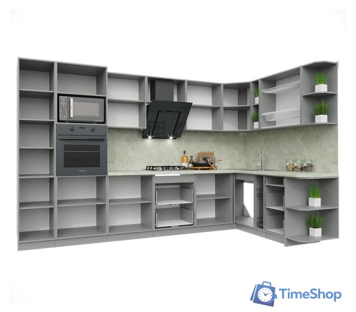 Готовая кухня Интерлиния Мила Пластик 1.88x3.4 правая (черный/белый глянец/опал светлый) - Изображение №2 — Интернет-магазин Time-Shop