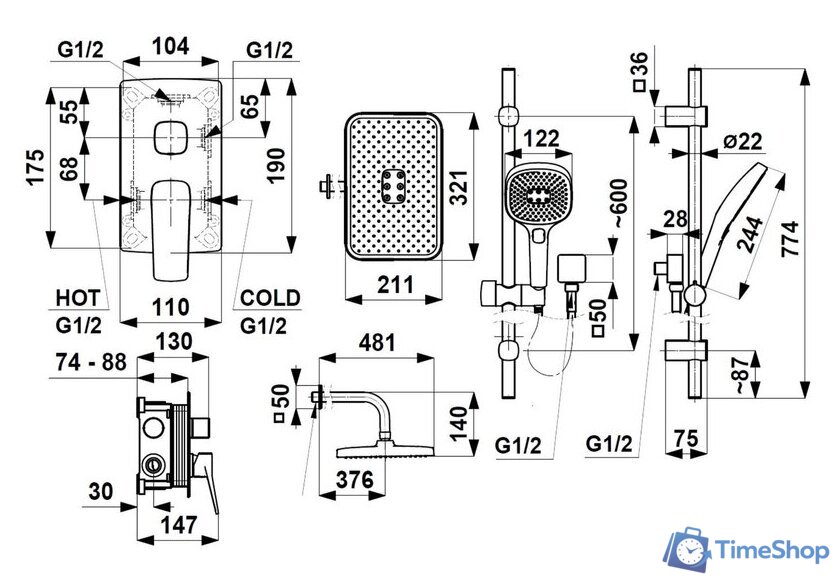 Душевая система  KFA Armatura Malaga 452930134 - Изображение №2 — Интернет-магазин Time-Shop