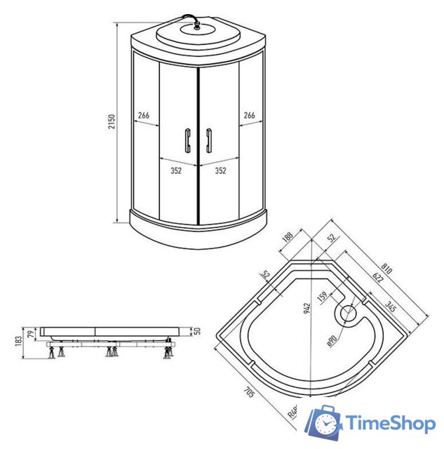 Душевая кабина Erlit ER3508P-C3-RUS 80x80 - Изображение №2 — Интернет-магазин Time-Shop
