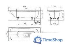 Ванна Kaldewei Saniform Plus 373-1 170x75 112600013001 (easy-clean) - Изображение №2 — Интернет-магазин Time-Shop