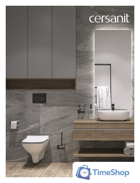 Унитаз подвесной Cersanit Carina New Clean On с инстал. Link Pro (с кнопкой Twins 63534 черный/золото) - Изображение №15 — Интернет-магазин Time-Shop