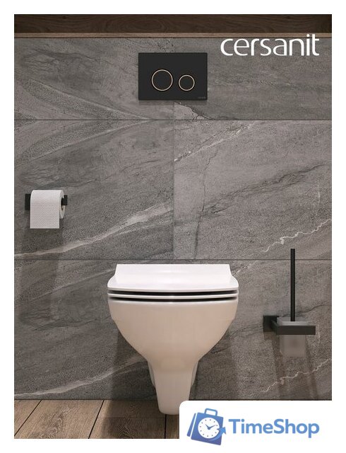 Унитаз подвесной Cersanit Carina New Clean On с инстал. Link Pro (с кнопкой Twins 63534 черный/золото) - Изображение №16 — Интернет-магазин Time-Shop