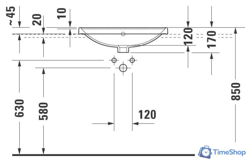 Умывальник Duravit D-Neo 0357600027 - Изображение №4 — Интернет-магазин Time-Shop