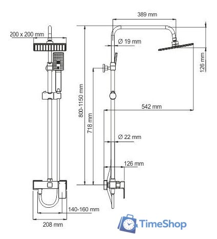 Душевая система  Wasserkraft A17702 - Изображение №2 — Интернет-магазин Time-Shop