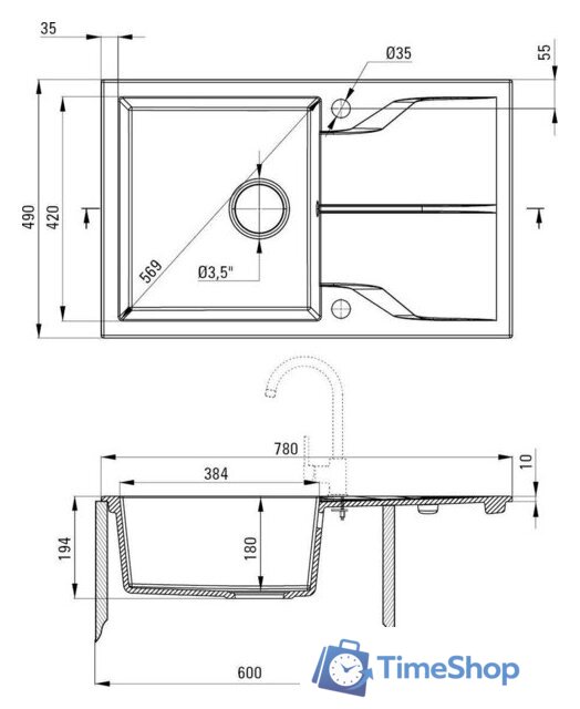 Кухонная мойка Deante Andante ZQN N113 (nero) - Изображение №2 — Интернет-магазин Time-Shop