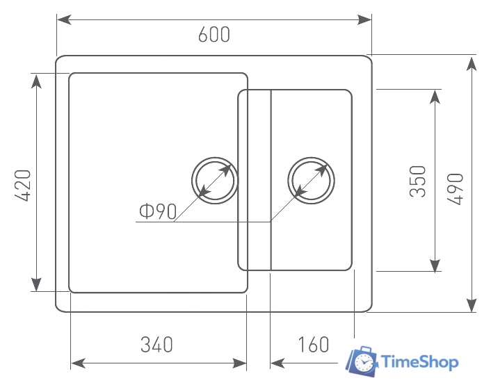 Кухонная мойка Zigmund & Shtain Rechteck 600.2 (молодое шампанское) - Изображение №3 — Интернет-магазин Time-Shop