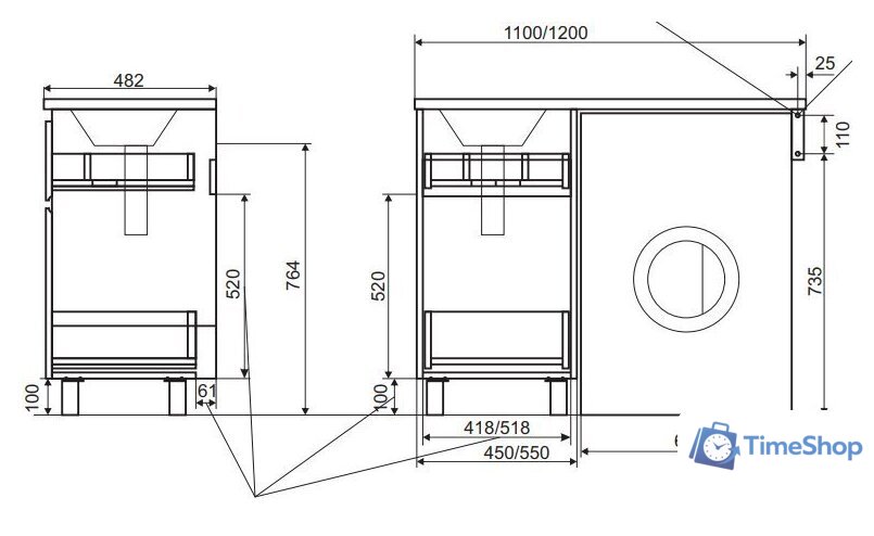  Эстет Тумба Dallas Luxe ФР-00001920 с умывальником Dallas 120 (правая) - Изображение №5 — Интернет-магазин Time-Shop